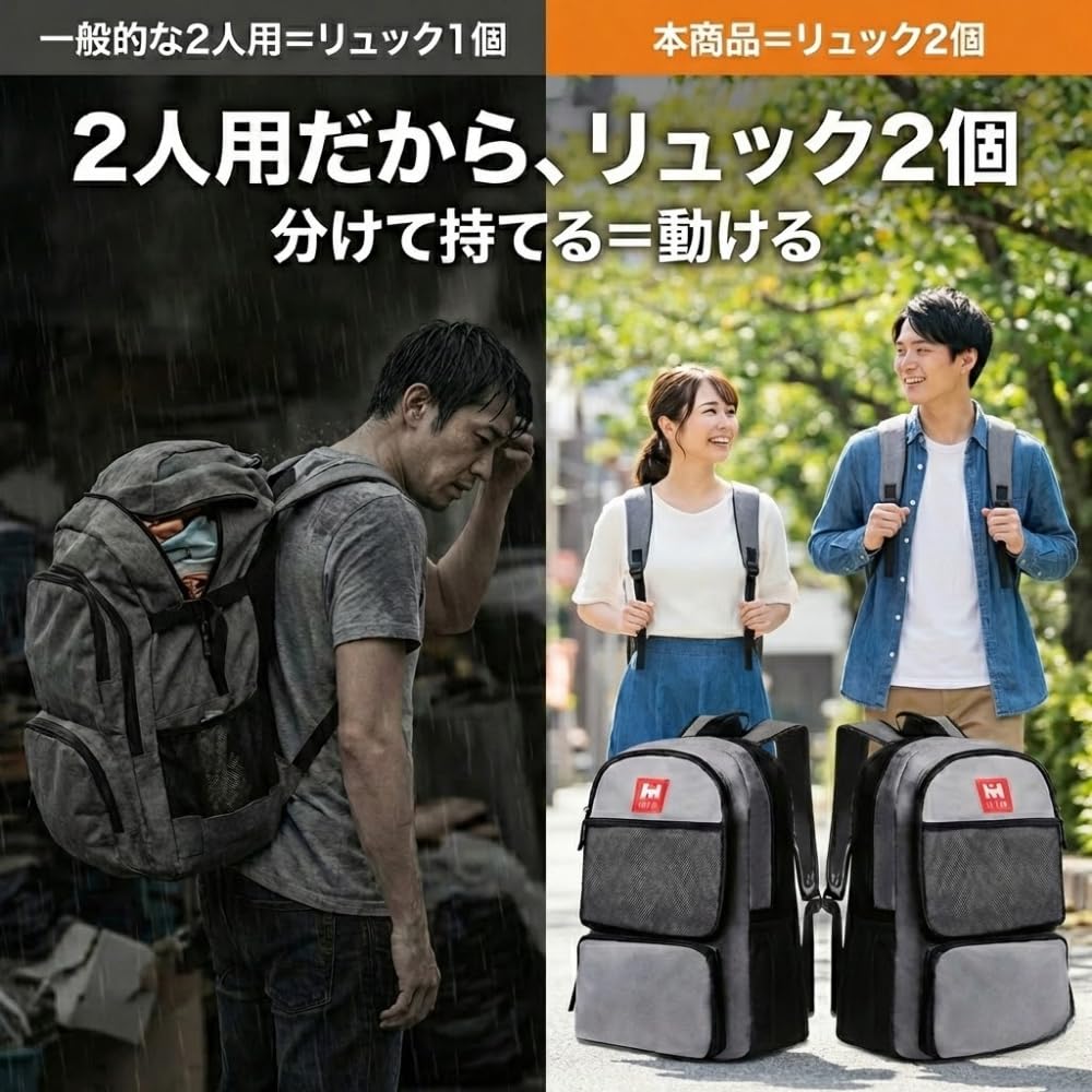 Amazon.co.jp: HIH 防災リュック 防災グッズ 防災セット 2人用 【福島